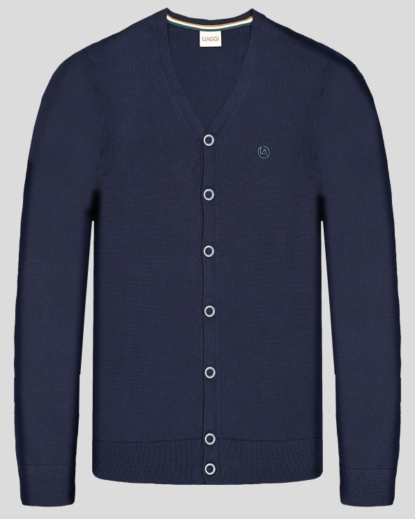 СТИЛНА ТЪМНОСИНЯ  ЖИЛЕТКА С КОПЧЕТА И V-ОБРАЗНО ДЕКОЛТЕ