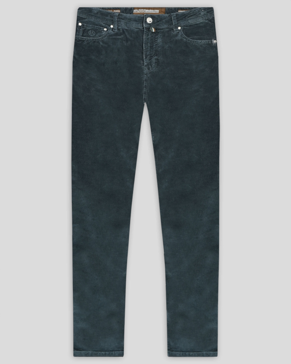  РИПСЕН ПАНТАЛОН С 5 ДЖОБА И БРОДЕРИЯ ЛОГО В ЦВЯТ ПЕТРОЛ