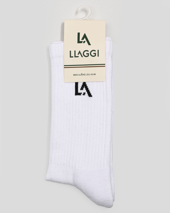 БЕЛИ ЧОРАПИ С КОНТРАКСТНО ТЪКАНО ЛОГО