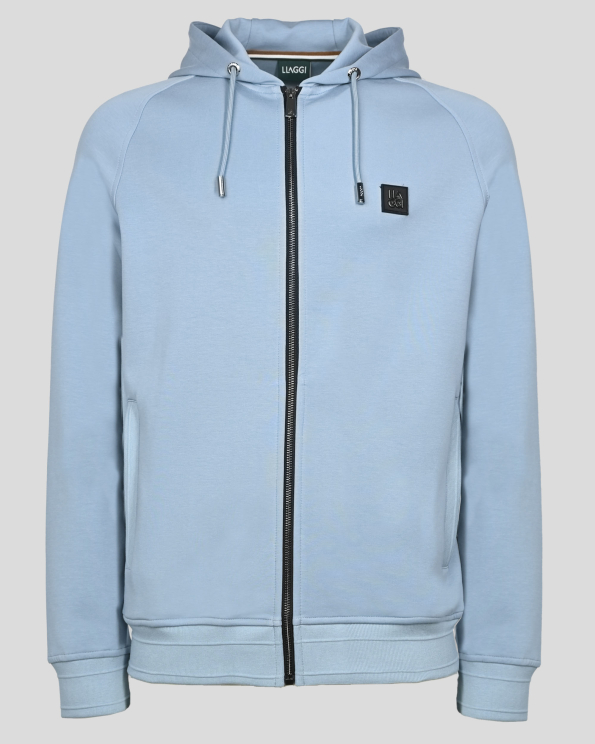 СУИТШЪРТ С КАЧУЛКА И СТРАНИЧНИ ДЖОБОВЕ В ЛЕДЕНО СИН ЦВЯТ