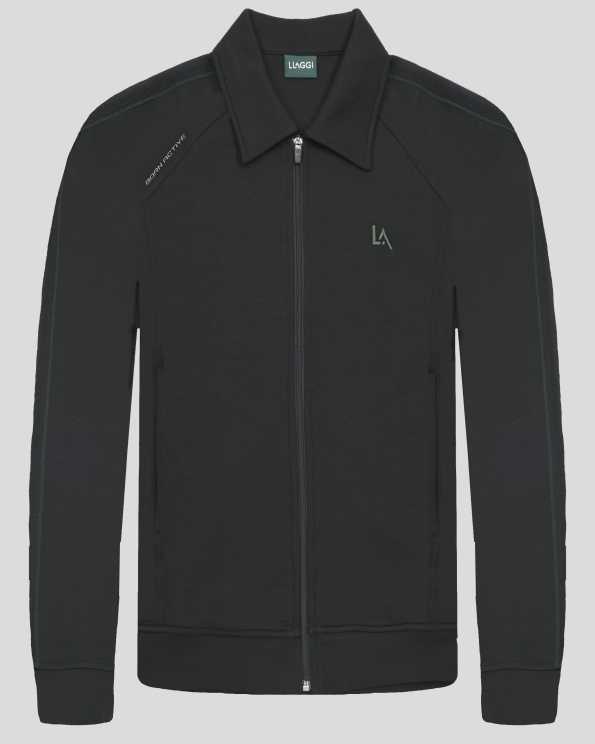 ЧЕРЕН СУИТШЪРТ ОТ ПАМУК И МОДАЛ С КЛАСИЧЕСКА ЯКА 