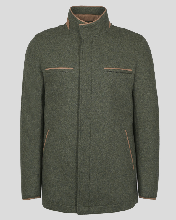 ЗЕЛЕНО ПАЛТО МЕЛАНЖ С ВИСОКО СЪДЪРЖАНИЕ НА ВЪЛНА 