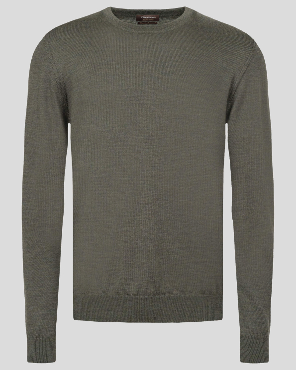  ПУЛОВЕР ОТ 100%  ЕКСТРАФИНА ВЪЛНА МЕРИНО "ZEGNA BARUFFA" В ЦВЯТ КАКИ