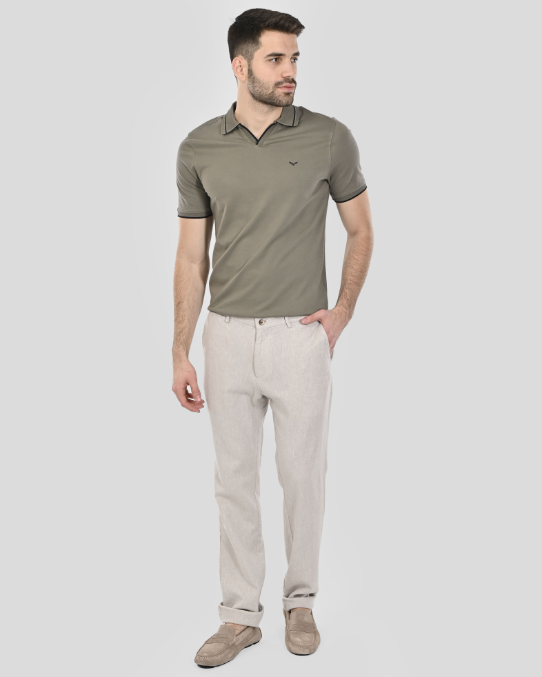 TROUSERS REGULAR FIT LINEN AND COTTON 250113088609-2 02
