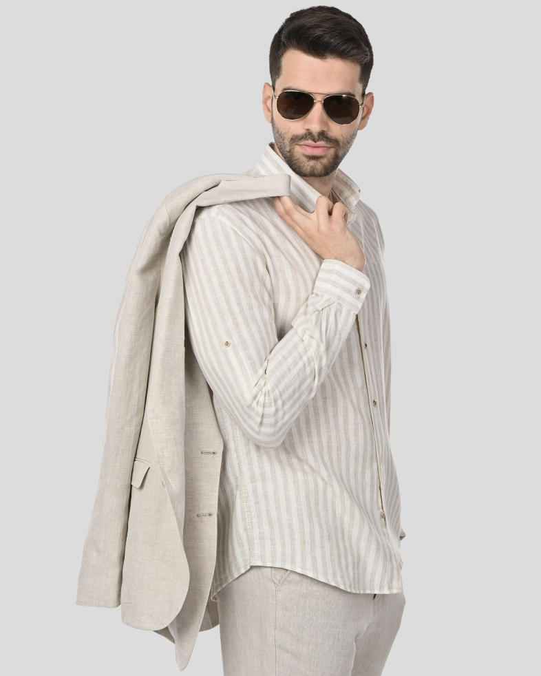 SHIRT SLIM FIT LINEN AND COTTON 250135045105-3 05