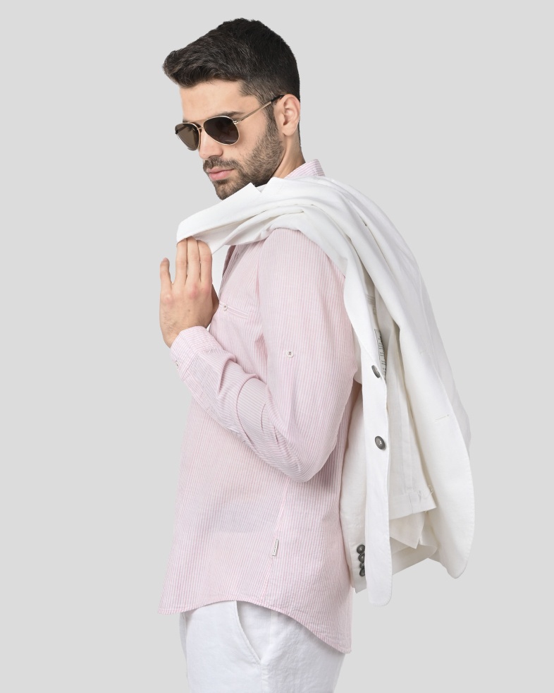 SHIRT SLIM FIT LINEN AND COTTON 250135045105-4 05