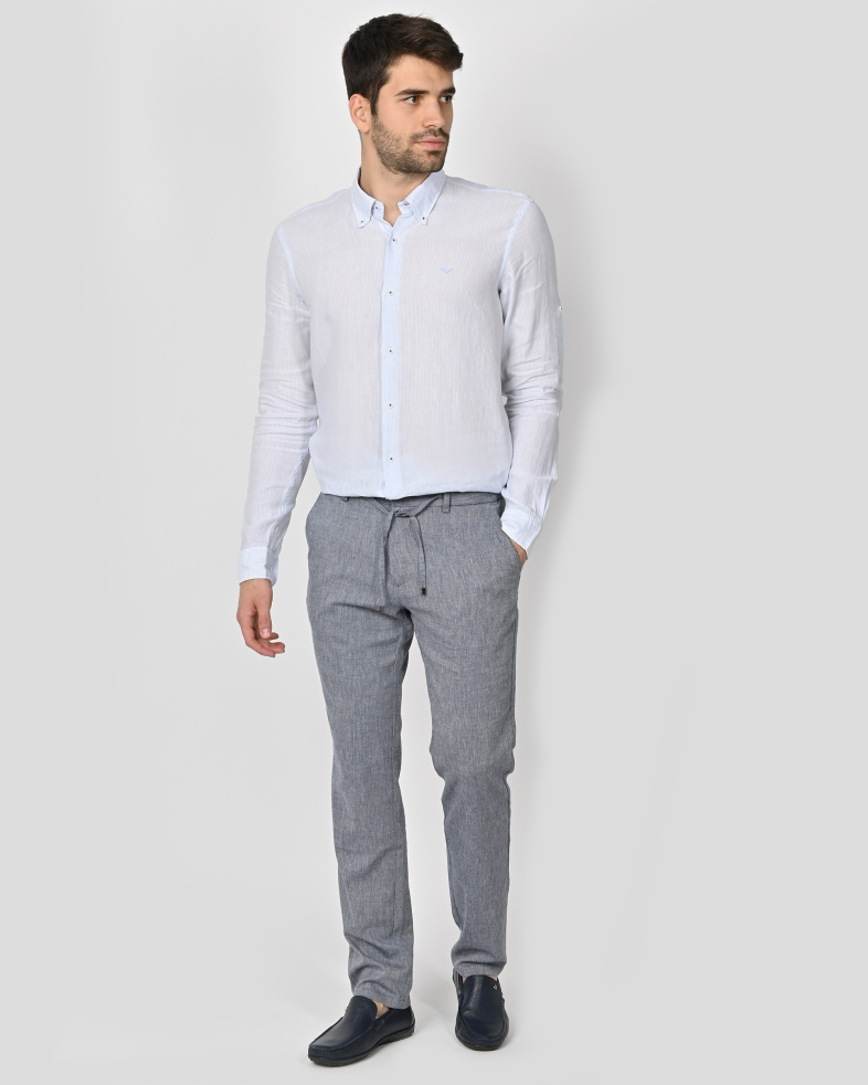 TROUSERS SLIM FIT LINEN AND COTTON 240113088549-1 02