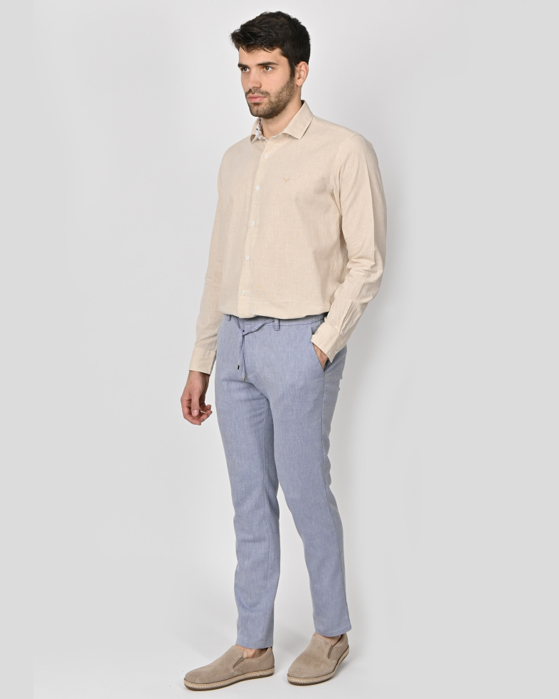 TROUSERS SLIM FIT LINEN AND COTTON 240113088549-2 02