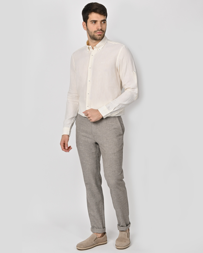 TROUSERS REGULAR FIT LINEN AND COTTON 240113088550-5 02