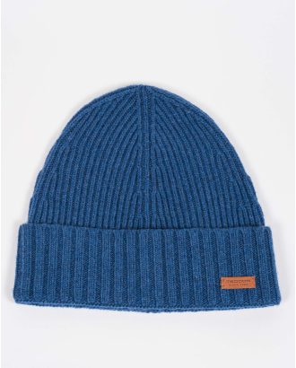 СИНЯ ПЛЕТЕНА ШАПКА ОТ ФИНА ВЪЛНА  С КАШМИР 