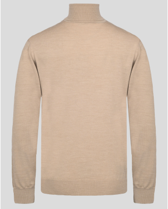БЕЖОВ ПУЛОВЕР С ПОЛО ЯКА ОТ 100% ЕКСТРА ФИНА ВЪЛНА МЕРИНО 