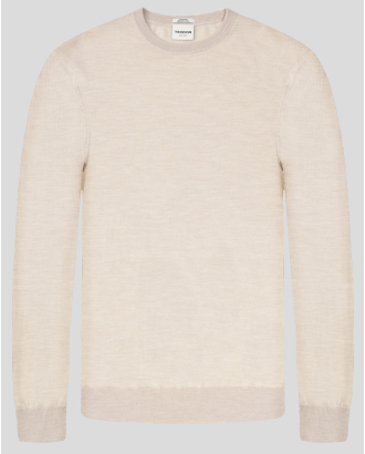 СВЕТЛО БЕЖОВ ПУЛОВЕР С ОБЛО ДЕКОЛТЕ ОТ 100% ЕКСТРА ФИНА МЕРИНО ВЪЛНА 