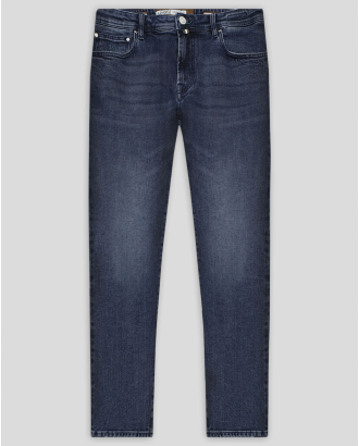 СИНИ ДЪНКИ ОТ SELVEDGE ДЕНИМ 5 ДЖОБА С  КОНТРАСТНА ЛОГО ЕМБЛЕМА