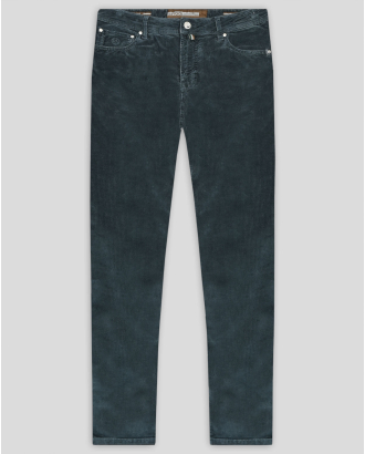  РИПСЕН ПАНТАЛОН С 5 ДЖОБА И БРОДЕРИЯ ЛОГО В ЦВЯТ ПЕТРОЛ