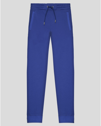 СИНЬО СПОРТНО ДОЛНИЩЕ ОТ ГЛАДКО ТРИКО СЪС СТРАНИЧНИ ДЖОБОВЕ 