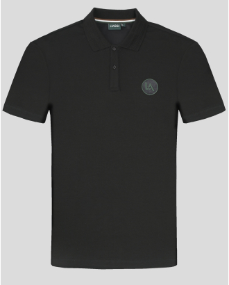 ЧЕРНА ТЕНИСКА С ПОЛО ЯКА И ГУМИРАН ЛОГО БАДЖ