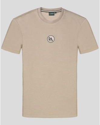 БЕЖОВА ТЕНИСКА С ГУМИРАН ЛОГО БАДЖ И ЕЛАСТАН