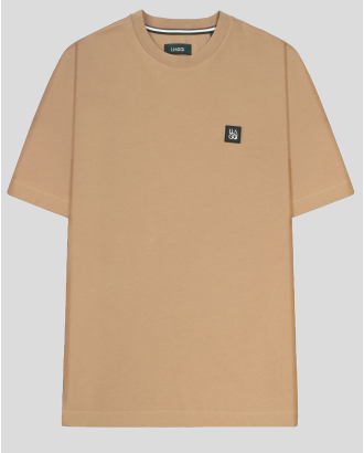 ПАМУЧНА ОВЪРСАЙЗ ТЕНИСКА С МЕТАЛНО ЛОГО В ЦВЯТ КАМЕЛ