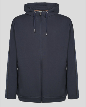 ТЪМНОСИН СУИТШЪРТ С КАЧУЛКА И ЛАСТИЧНА ЛЕНТА С ЛОГО