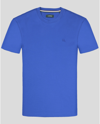 ТЕНИСКА С ТОНАЛНА БРОДЕРИЯ ЛОГО В КОБАЛТОВО СИНЬО