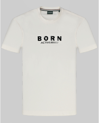 ПАМУЧНА ТЕНИСКА С ПРИНТ И ОБЛО ДЕКОЛТЕ В ЦВЯТ ЕКРЮ