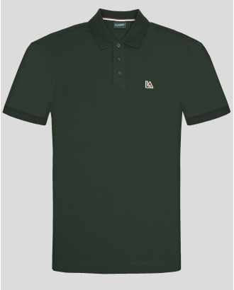 ЗЕЛЕНА ПАМУЧНА ТЕНИСКА С ЯКА И БРОДЕРИЯ ЛОГО