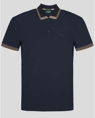 ТЪМНОСИНЯ ТЕНИСКА ОТ ПАМУК SUPIMA С ГУМИРАНА ЛОГО ЕМБЛЕМА