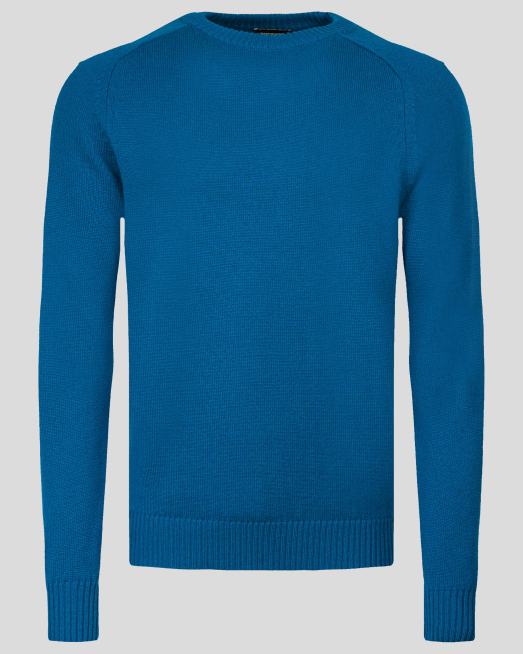 'ПУЛОВЕР ОТ 100%  ВЪЛНА МЕРИНО "ZEGNA BARUFFA" В ПЕТРОЛЕНО СИНЬО 