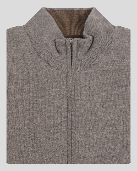 ЖИЛЕТКА ОТ ВЪЛНА МЕРИНО "ZEGNA BARUFFA" В СИВО-КАФЯВ МЕЛАНЖ - 7