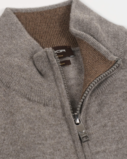 ЖИЛЕТКА ОТ ВЪЛНА МЕРИНО "ZEGNA BARUFFA" В СИВО-КАФЯВ МЕЛАНЖ - 8