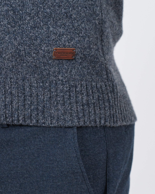 ТЪМНОСИВА МЕЛАНЖИРАНА ЖИЛЕТКА С РЕГЛАН РЪКАВ И ДВОЙНОДЕЛИМ ЦИП - 6