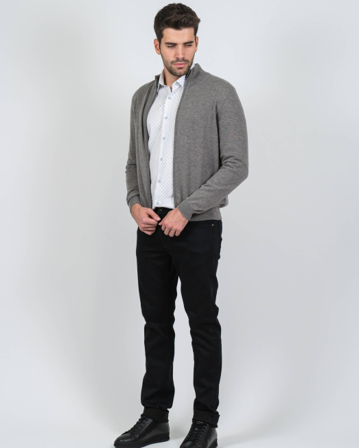 ЖИЛЕТКА ОТ ВЪЛНА МЕРИНО "ZEGNA BARUFFA" В СИВО-КАФЯВ МЕЛАНЖ - 2