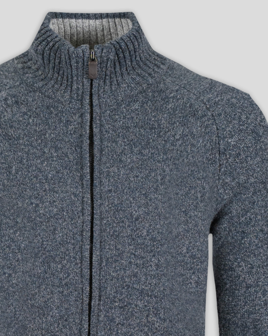 ТЪМНОСИВА МЕЛАНЖИРАНА ЖИЛЕТКА С РЕГЛАН РЪКАВ И ДВОЙНОДЕЛИМ ЦИП - 7