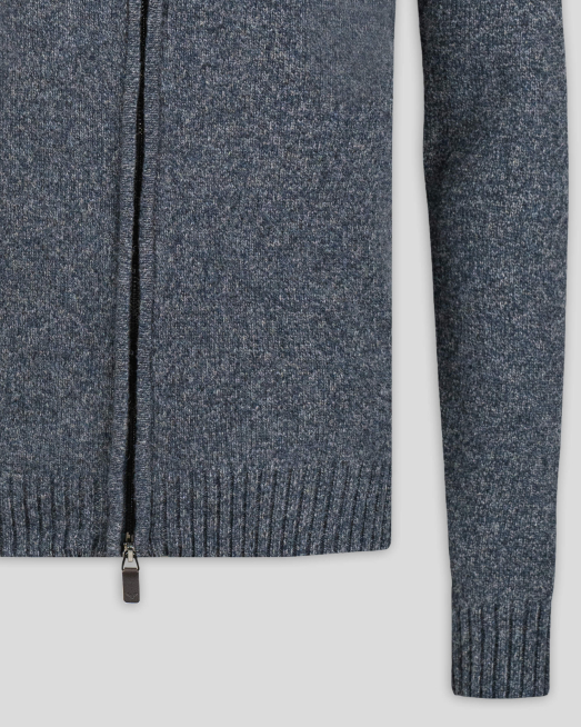 ТЪМНОСИВА МЕЛАНЖИРАНА ЖИЛЕТКА С РЕГЛАН РЪКАВ И ДВОЙНОДЕЛИМ ЦИП - 8