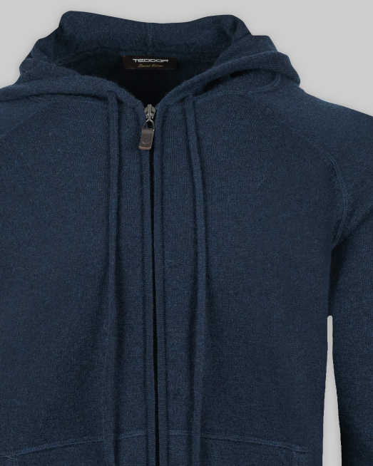 ТЪМНОСИНЯ ЖИЛЕТКА С КАЧУЛКА ОТ ФИНА ВЪЛНА МЕРИНО "ZEGNA BARUFFA" - 5