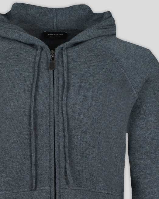 СИВА ЖИЛЕТКА С КАЧУЛКА ОТ ФИНА ВЪЛНА МЕРИНО "ZEGNA BARUFFA" - 5