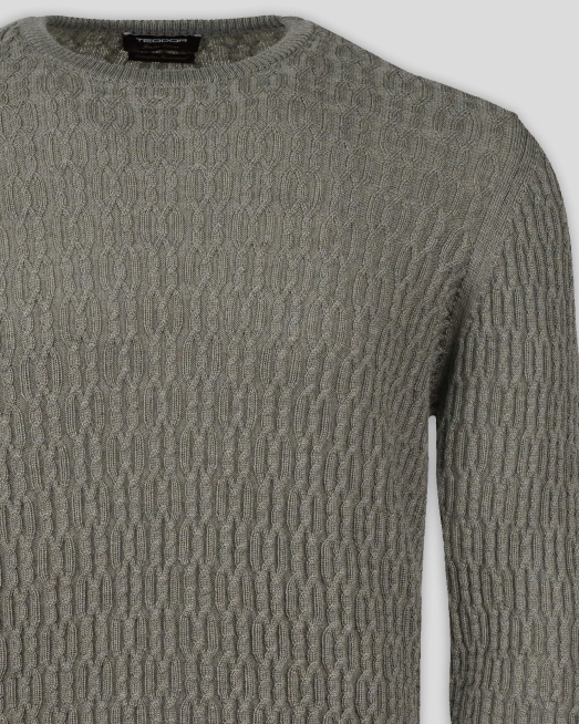 ЗЕЛЕН ПУЛОВЕР С ПЛЕТКА ОСМОРКА ОТ 100%  ЕКСТРАФИНА ВЪЛНА МЕРИНО  - 5