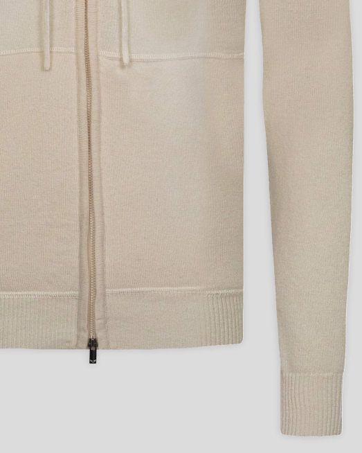 ЖИЛЕТКА С КАЧУЛКА И ЦИП ОТ 100% КАШМИР В ЕКРЮ - 6