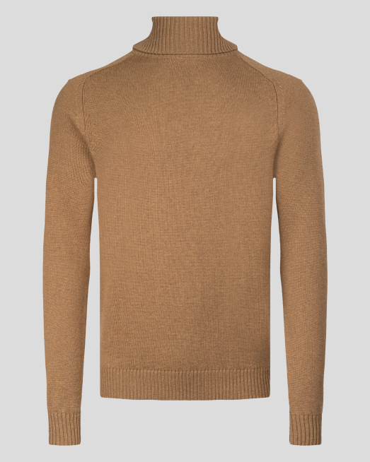 'ПУЛОВЕР С ПОЛО ЯКА  ОТ 100%  ВЪЛНА МЕРИНО "ZEGNA BARUFFA" В ЦВЯТ КАМЕЛ