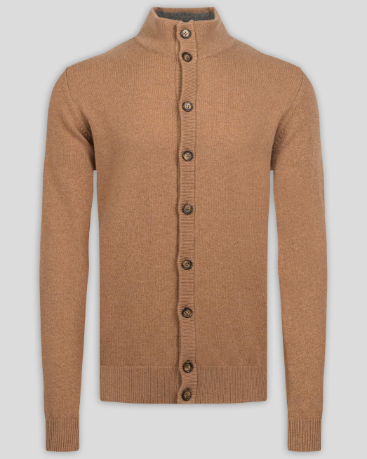 'БЕЖОВА ЖИЛЕТКА С КОПЧЕТА И КОНТРАСТНА ДЕСЕНАЦИЯ  ОТ 100% КАШМИР