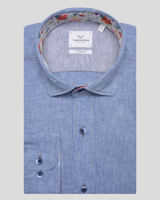 'SHIRT SLIM FIT LINEN AND COTTON