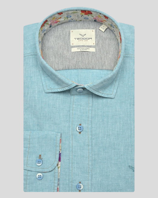 'SHIRT SLIM FIT LINEN AND COTTON