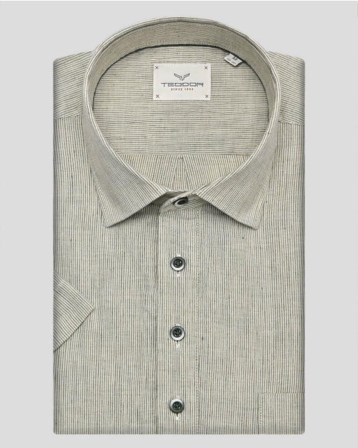 'SHIRT REGULAR FIT LINEN AND COTTON