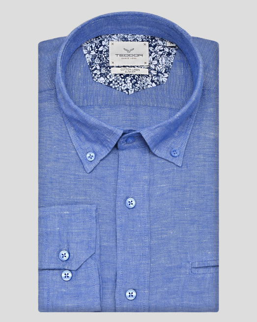 'SHIRT SLIM FIT LINEN AND COTTON