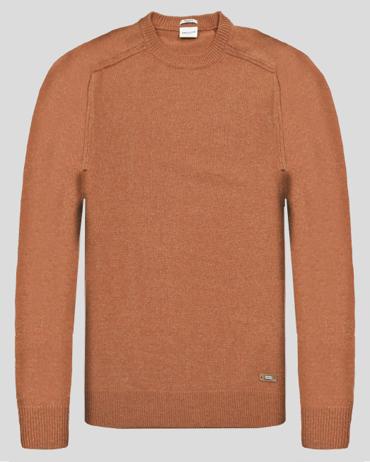 'МЕК ПУЛОВЕР В ОРАНЖЕВ МЕЛАНЖ С КОЖЕН ЛОГО АКСЕСОАР