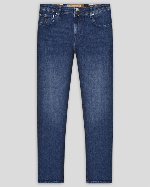 'СРЕДНО СИНИ ДЪНКИ ОТ SELVEDGE ДЕНИМ ВТАЛЕН СИЛУЕТ