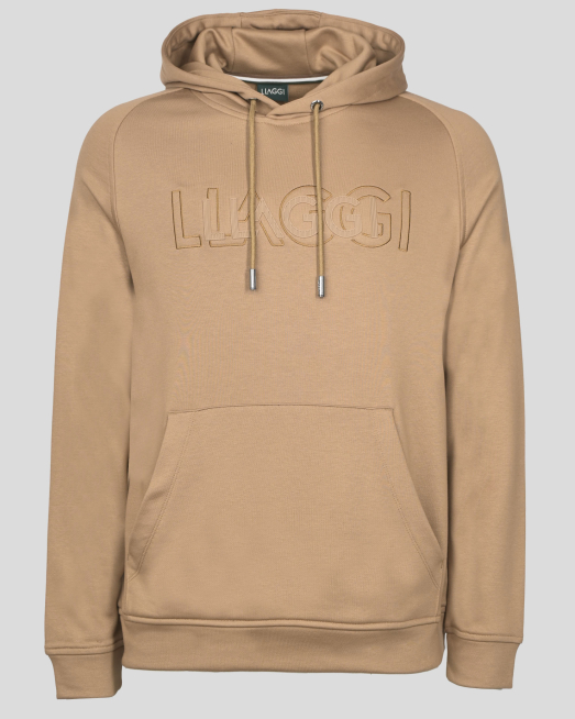 'СУИТШЪРТ ТИП ХУДИ С БРОДЕРИЯ ЛОГО В ЦВЯТ КАМЕЛ