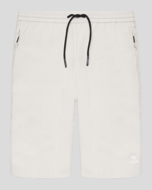 'СВЕТЛОСИВИ СПОРТНИ ШОРТИ С РЕФЛЕКТЕН ЛОГО НАДПИС