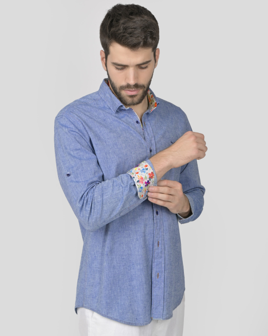 SHIRT SLIM FIT LINEN AND COTTON - 3