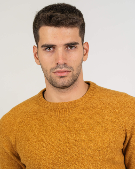 МЕЛАНЖИРАН ПУЛОВЕР С РЕГЛАН РЪКАВ И ЛОГО В ЦВЯТ ГОРЧИЦА - 4